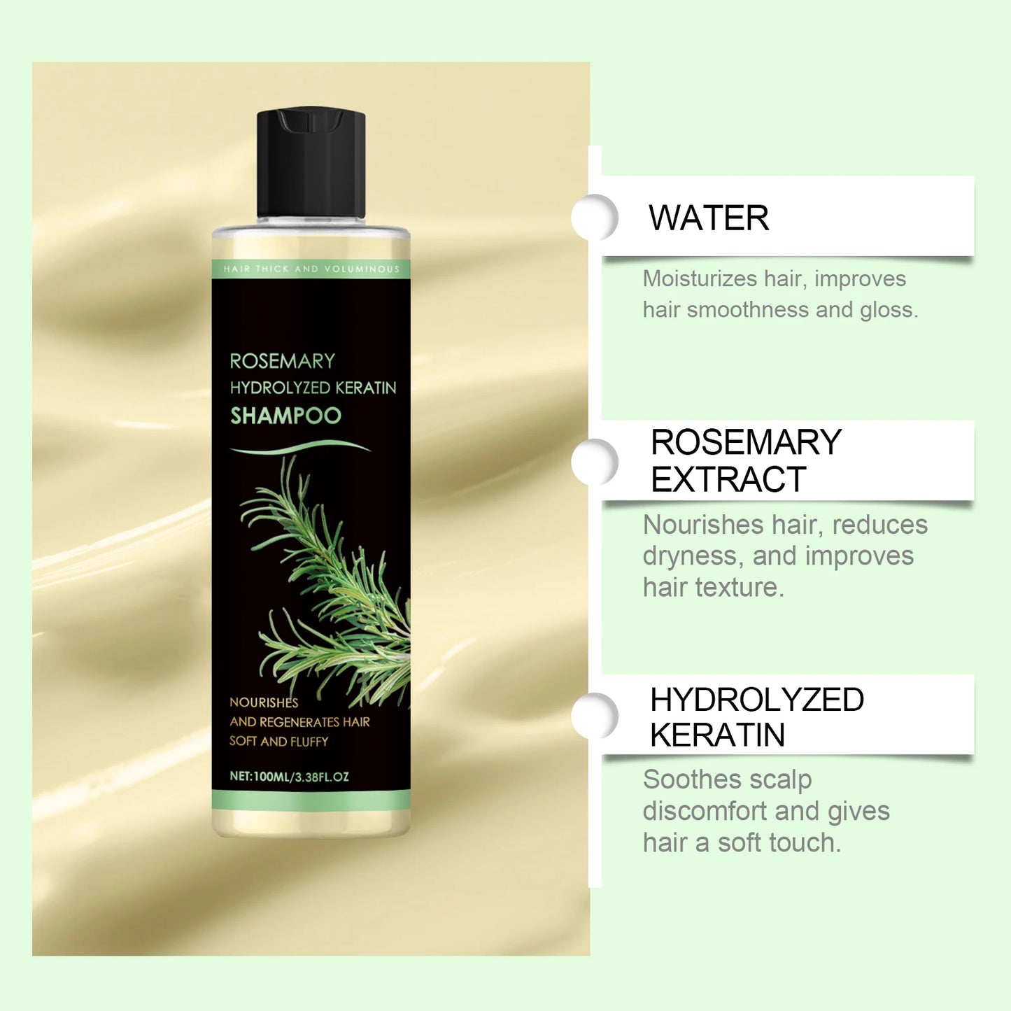 Rosemary Natural Shampoo Hair Thickness Loss Deep Nourishing Scalp Care Strengthen Repair Damaged Oil Control For Men Women