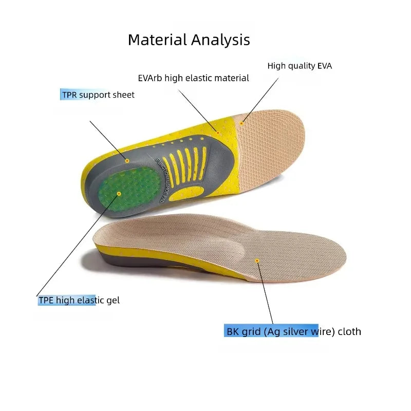 Orthopedic Insoles Man Woman Arch Support Flat Foot Correction Sports Camping Massage Breathable Sweat-absorbing Cushion Pad