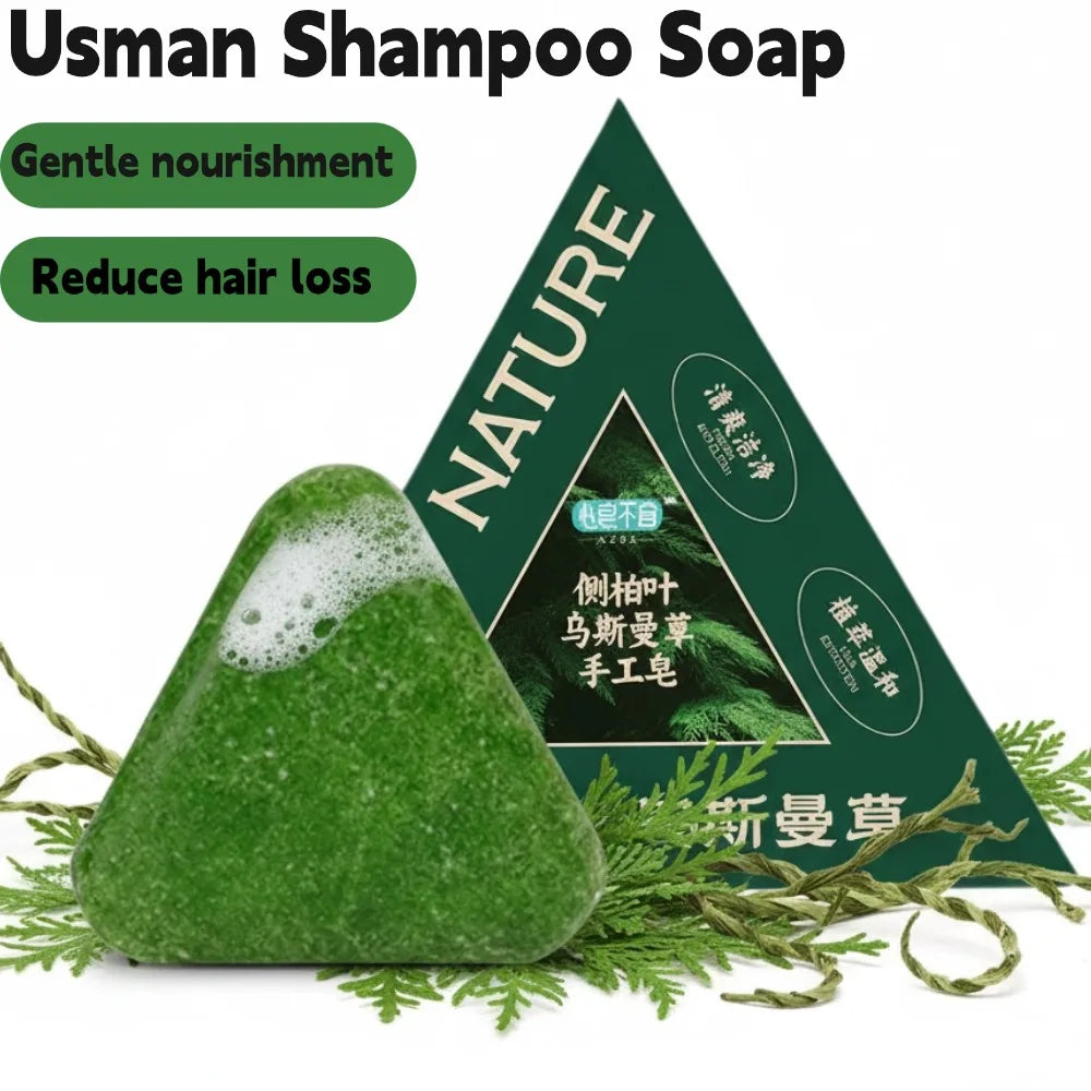 120g Usman Shampoo Soap Nourishing Scalp Control oil Remove dandruff Strengthen hair roots Reduce hair loss Cleanses Hair Care
