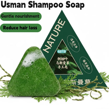 120g Usman Shampoo Soap Nourishing Scalp Control oil Remove dandruff Strengthen hair roots Reduce hair loss Cleanses Hair Care